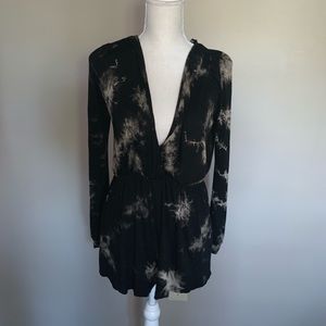 Tie-dye long sleeve romper